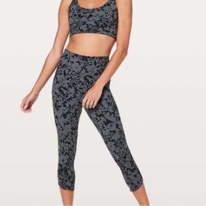 Lululemon Gray and Black Floral Activewear 10Lululemon All You Do Crop *19"